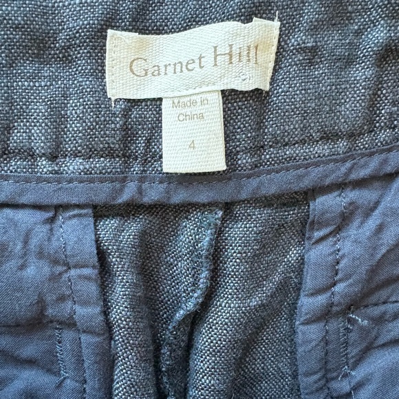 EUC Garnet Hill classic linen trouser size 4 indigo - Picture 6 of 7